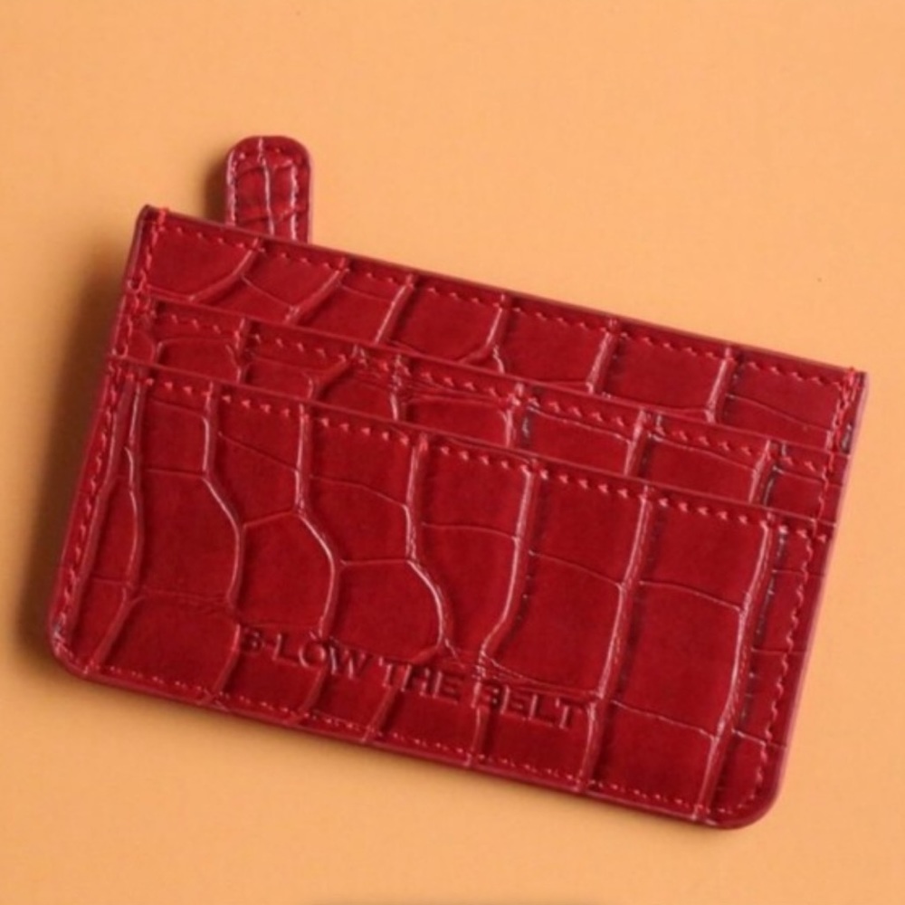 B-Low The Belt Vegan Croc Leather Card Holder in Red